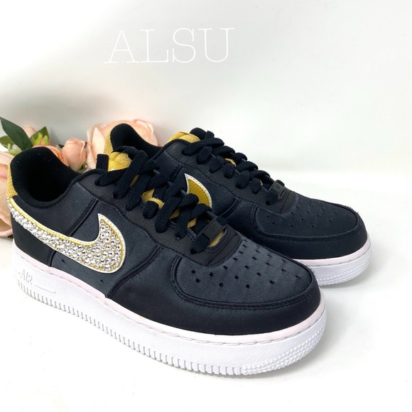 Nike & Swarovski Air Force 1 Canvas Black Yellow W - Picture 5 of 8